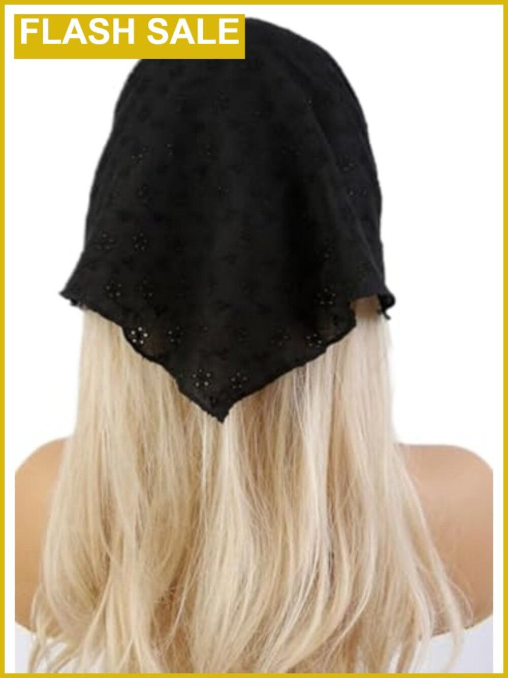 Huachi Lace Head Scarf Headband Tie-Back Floral Cutout Women Hair Accessory